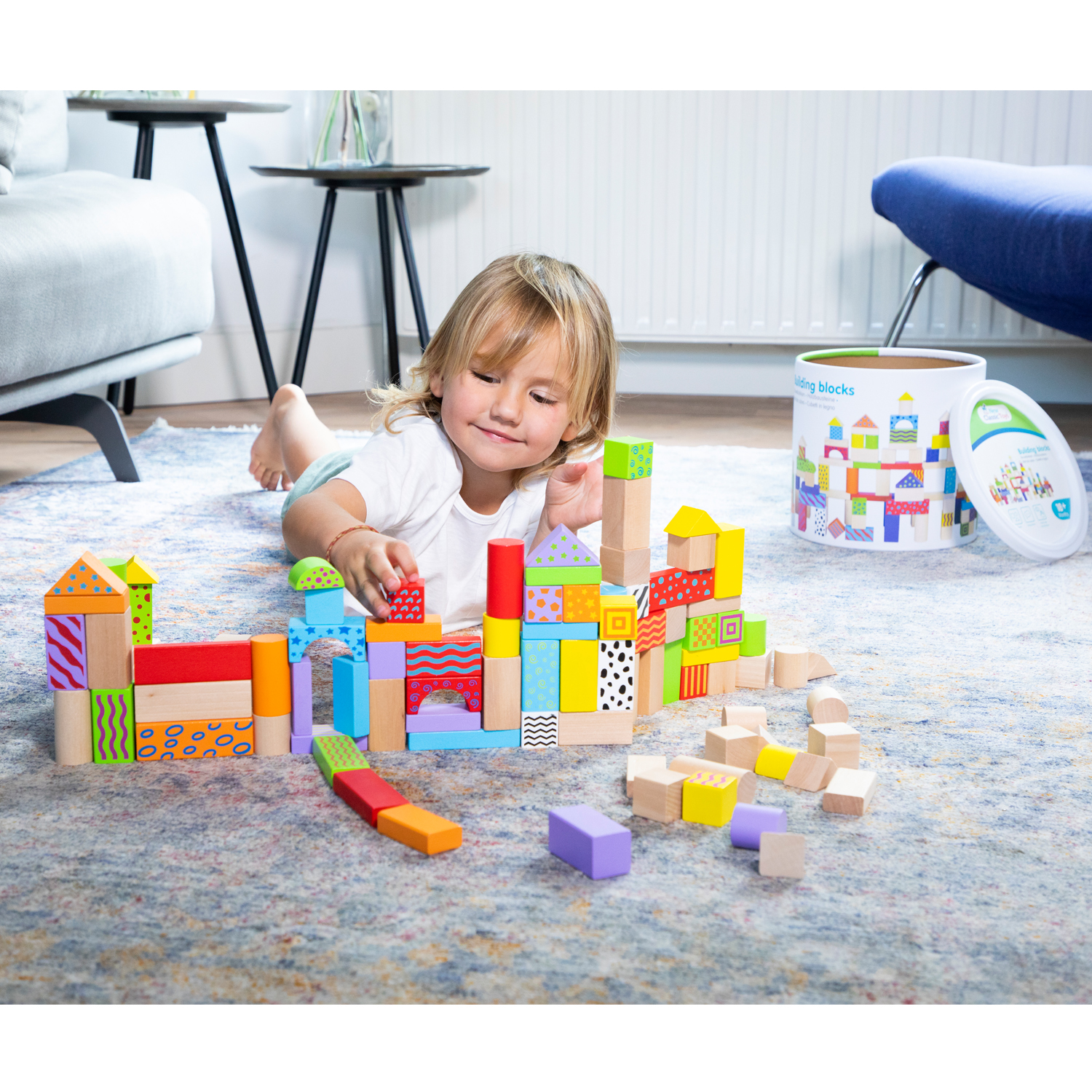 Building blocks in a drum - multi color - 100 pieces | New Classic Toys